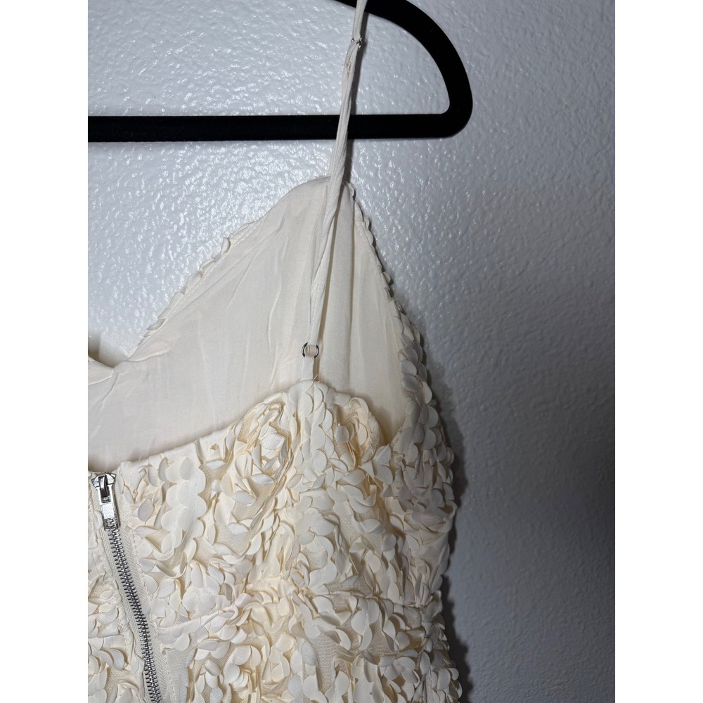 Alpha & Omega Cream 3D Rosette Floral Mini Dress V-Neck Spaghetti Strap Medium - Picture 10 of 10